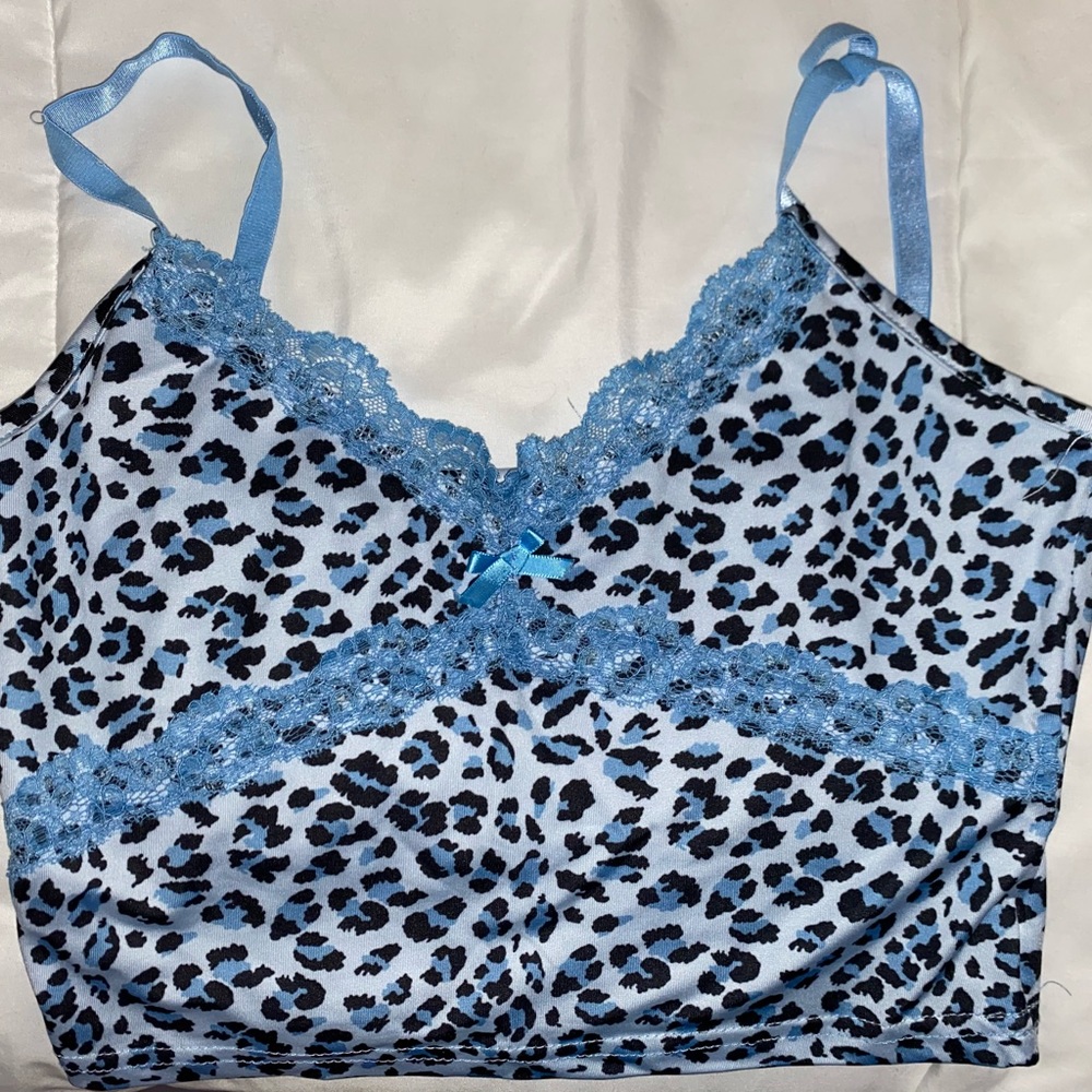 2000s Vibe Cheetah Blue Tank Top